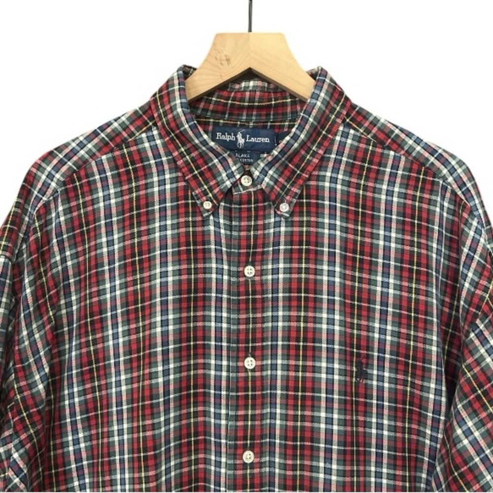 Ralph Lauren Blake Cotton Red Green Plaid Long Sleeve Button Down Shirt XXL - Picture 6 of 7